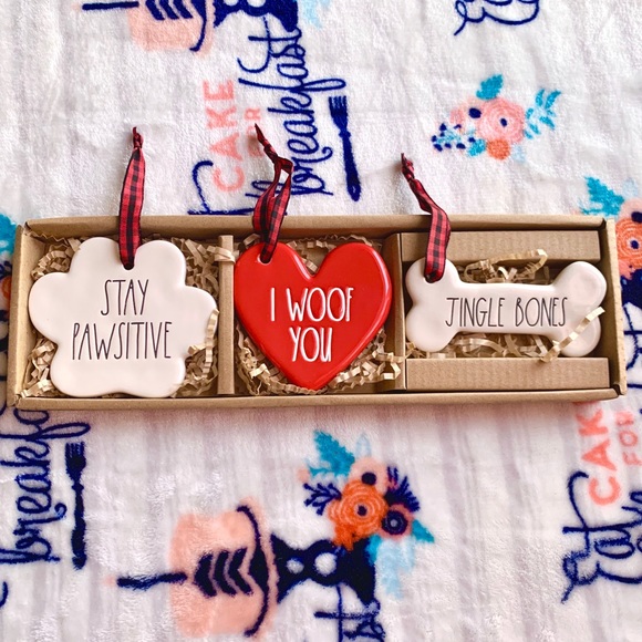 Rae Dunn Other - Rae Dunn Dog Ornaments “I Woof You”